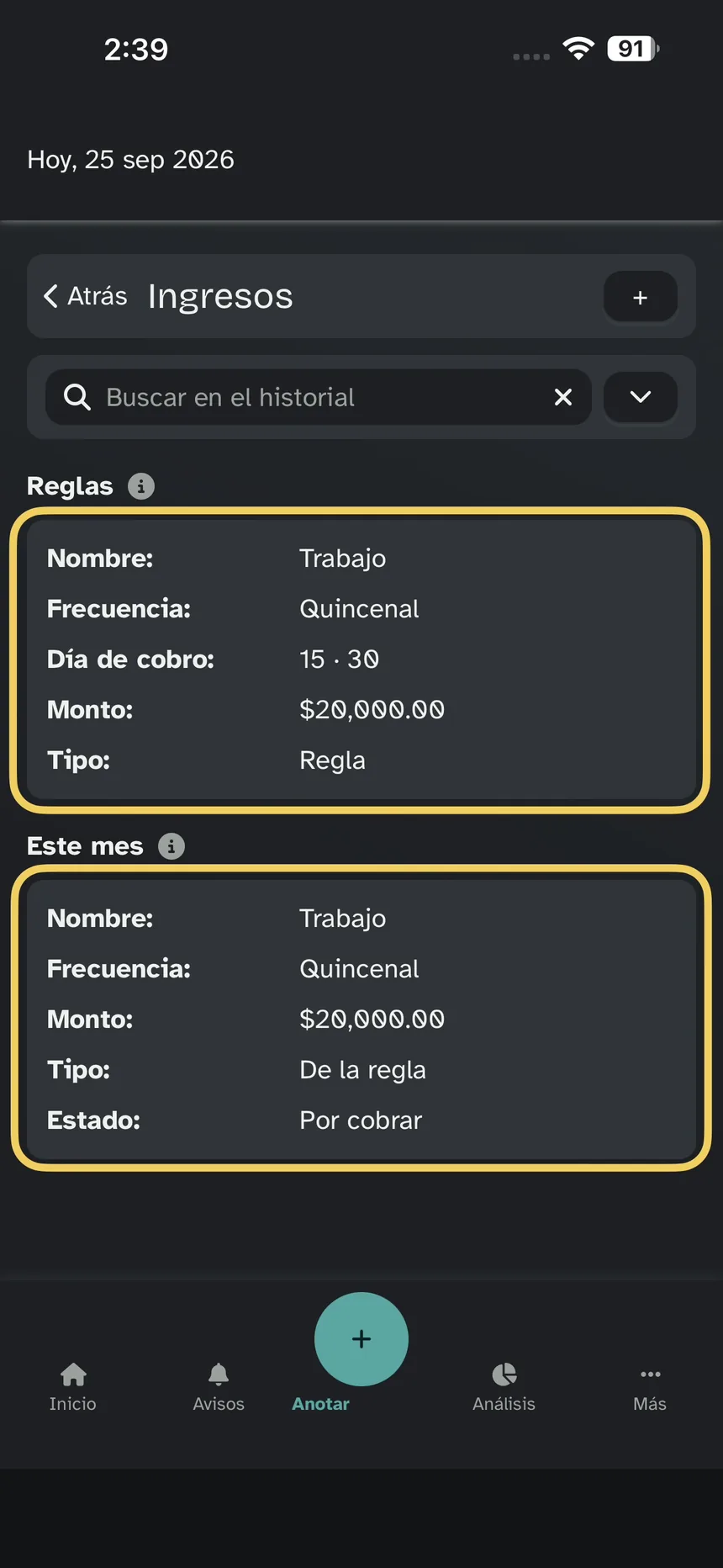 Reglas y Este mes; énfasis en ambos